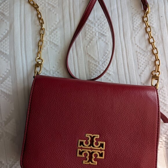 tory Burch Britten Combo Crossbody Black Pebbled Leather - Picture 2 of 5